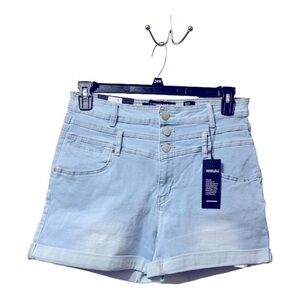 City Chic Corset Waistband High Rise Light Denim Short Shorts sz 12W NWT